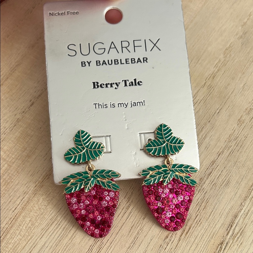 SUGARFIX BY BAUBLEBAR Berry Tale This is my jam! stud Earrings NWT - Picture 1 of 6